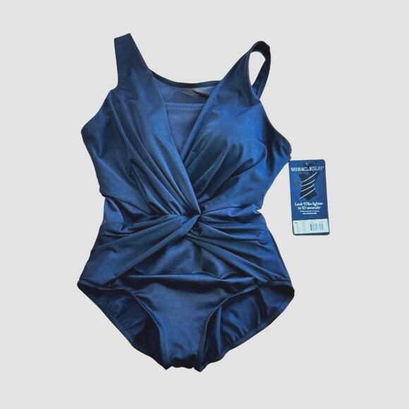 Miraclesuit Plus Size Illusionists Palma One Piece Swimsuit Midnight Blue 18W - Picture 3 of 8